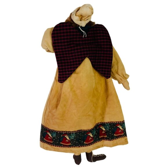 Primitive Christmas Angel Rag Doll Folk Art Handmade Signed VTG Rustic Country - Picture 2 of 16